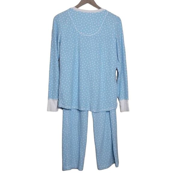 Nautica Long Sleeve Polka Dot Sleepwear Top and Pant Set Blue White Size Medium - Picture 2 of 11